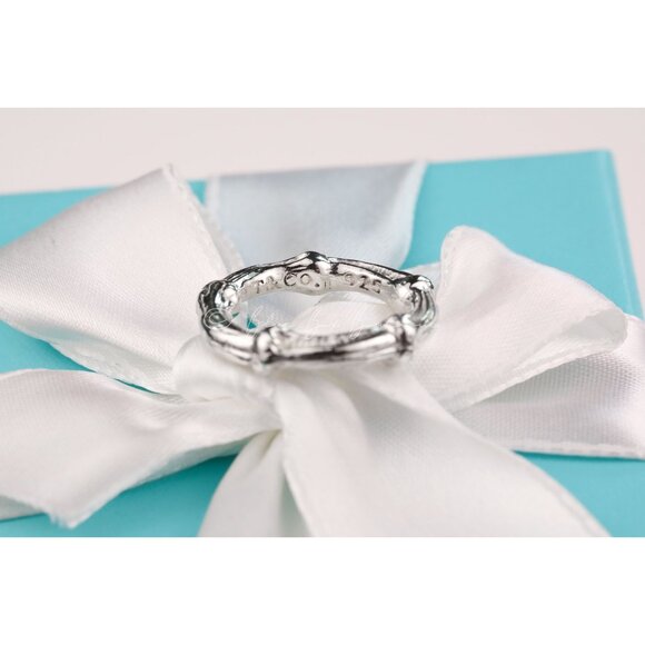 Tiffany & Co. Ring Vintage Bamboo Bone Band Pinky Ring Size 3.5 - Picture 4 of 8